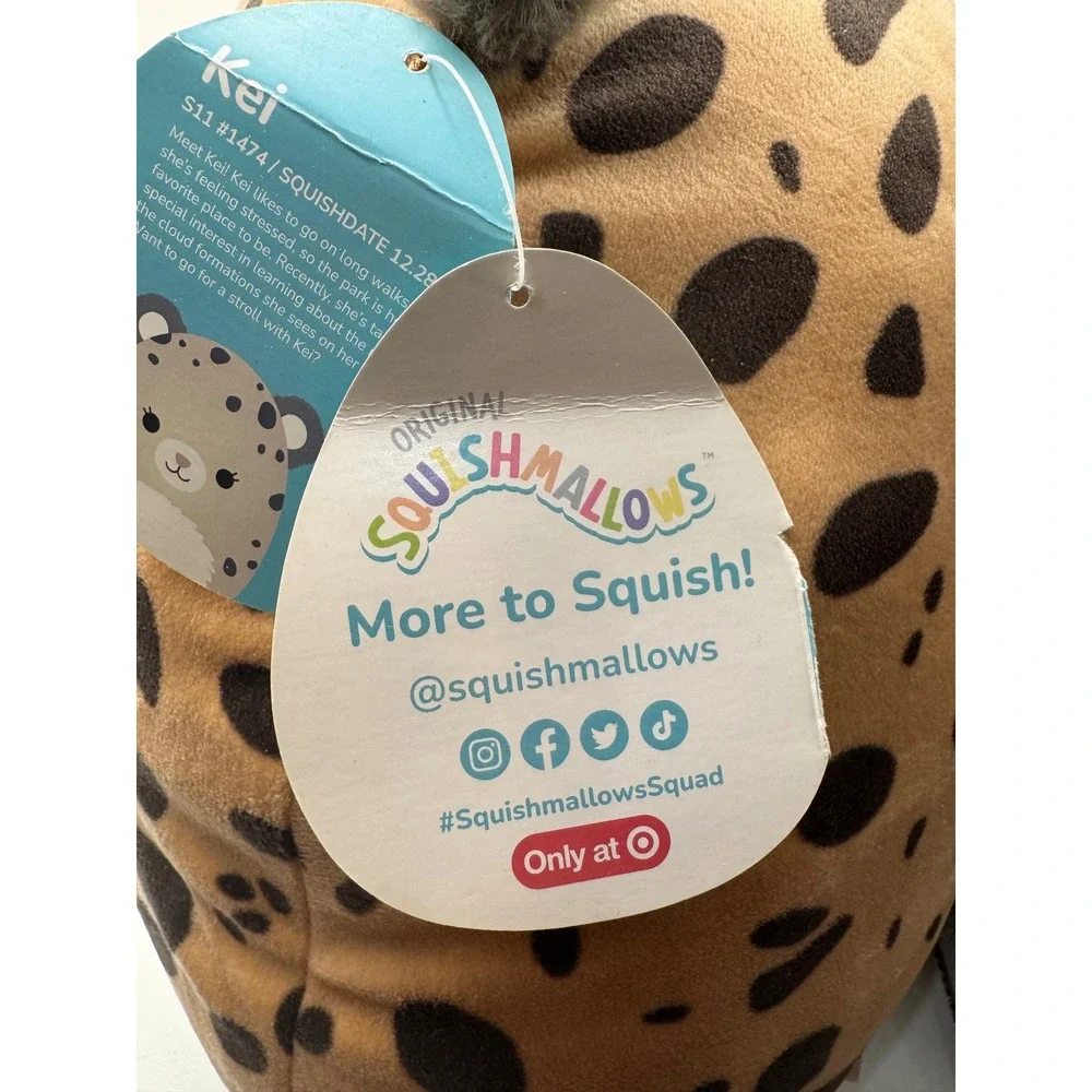 Squishmallows‎ Kei Leopard Cheetah Plush Toy Kellytoy 11 Inch